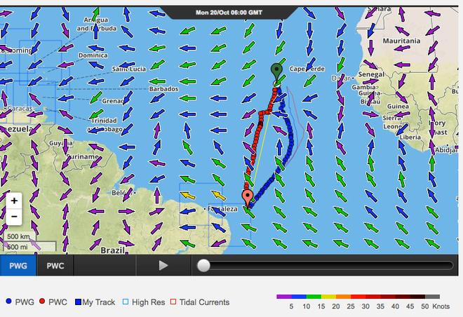 Varied course routing for Team Brunel will give rise to some tough strategy considerations  - 0640hrs UTC 20 October 2014 © PredictWind http://www.predictwind.com